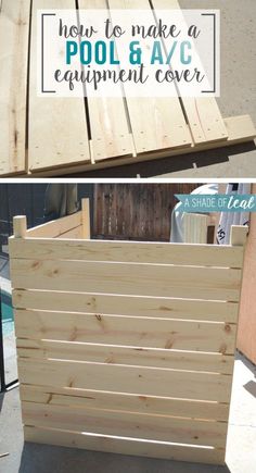 how to make a pool and avg equipment cover from pallet wood with text overlay