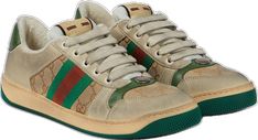 Gucci Sneakers With Contrast Sole For Streetwear, Gucci High-top Sneakers With Rubber Sole For Streetwear, Gucci Leather Sneakers With Logo Detail, Gucci Leather High-top Sneakers With Embroidered Logo, Luxury Gucci High-top Sneakers With Contrast Sole, Designer High-top Sneakers With Embroidered Logo For Streetwear, Gucci Sporty High-top Sneakers For Streetwear, Gucci Sporty Sneakers With Logo Detail, Gucci Sporty High-top Sneakers With Embroidered Logo