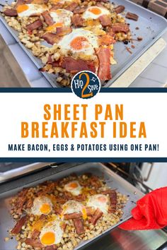 sheet pan breakfast idea with eggs and potatoes using one pan