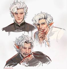 some drawings of the characters from game of thrones, one with white hair and another with grey hair