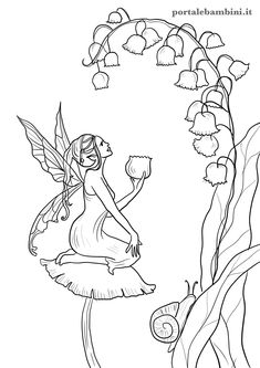 a fairy sitting on top of a mushroom with lily flowers in her hand and holding a flower