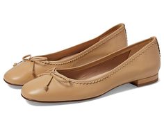 French Sole Jasmine - Women's Shoes : Beige : Keep it minimal but make it sophisticated with the French Sole Jasmine Flats. Featuring a smooth and polished leather upper with a decorative bow tie accent on the vamp, these ballet shoes are built with a soft leather lining and a lightly padded microfiber footbed. They are designed with an easy slip-on style and are perfect for the woman on the go. Closed toe. Rubber outsole. Made in Spain. Measurements: Heel Height: 1 2 in Weight: 7 oz Product mea Jasmine Shoes, Shoes Beige, The Vamps, Bow Tie, Soft Leather, Ballet Shoes, Women's Shoes, The Go, Shoes Flats