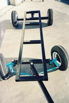 the wheels are attached to the cart on the concrete