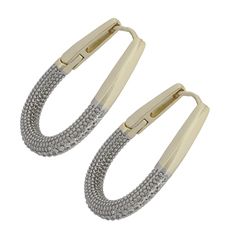 Embrace the allure of our Pave Diamonds Gold Hoop Earrings and experience the confidence and elegance they bring to your style. Elevate your fashion game and radiate with the timeless beauty of luxurious diamonds and 18k gold, making every moment an opportunity to shine. Crafted with the utmost precision and attention to detail, these hoop earrings feature a base of high-quality metal, luxuriously plated with 18k gold. These earrings are the epitome of luxury, designed to adorn the fashion-forwa Luxury Tarnish Resistant Hoop Earrings For Evening, Luxury Tarnish-resistant Hoop Earrings For Evening, Luxury Party Hoop Earrings With Plating, Luxury White Gold Hoop Earrings For Party, Luxury Metal Hoop Earrings For Formal Occasions, Luxury White Gold Hoop Earrings, Luxury Small Hoop Metal Earrings, Luxury Plated Hoop Earrings, Diamonds And Gold