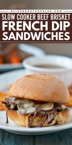 Craving a beefy, savory meal? Try the BEST Slow Cooker French Dip Sandwich Recipe for an easy, melt-in-your-mouth dinner. These slow-cooked sandwiches are a must-try for easy homemade meals that everyone will love! Party Food Meat, Brisket Sandwiches, Slow Cooker Beef Brisket, Beef Brisket Sandwich, Crispy Oven Fried Chicken, French Dip Sandwiches, Slow Cooker Chicken Chili, Dip Sandwiches, Healthy Sandwich Recipes