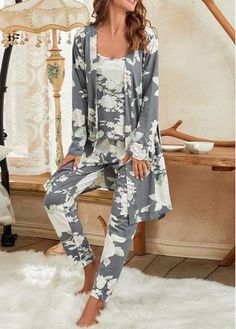 Color:Dark Grey;Size:S;Size:M;Size:L;Size:XL;Package Contents:1xLounge Top , 1 X Pants; Sleepwear For Women, Grey Lounge, Belted Robe, Womens Pajamas, Belted Cardigan, Lounge Top, Floral Robes, Silk Pajamas, Loungewear Sets