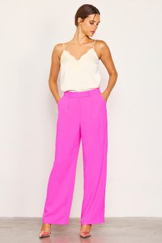 Pintuck Wide Leg Trousers Chic Tapered Leg Pants, Pink Straight Pants With Welt Pockets, Trendy Loosely Fitted Wide Leg Workwear Pants, Pink Tapered Leg Dress Pants For Work, Pink Trousers With Belt Loops, Trendy Summer Dress Pants With Tapered Leg, Pink Workwear Pants With Belt Loops, Trendy Tapered Leg Summer Dress Pants, Trendy Dress Pants With Belt Loops