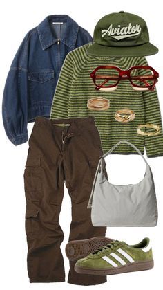 Tyler The Creator Inspired Outfits, Tyler The Creator Outfits Inspiration, Green And Brown Outfit, Tyler The Creator Outfits, Vintage Clothing Stores, Street Fashion Men Streetwear, Neue Outfits, Tomboy Style Outfits