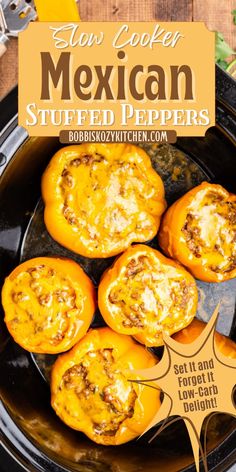 mexican stuffed peppers in an air fryer with text overlay