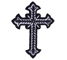 a black and white cross on a white background