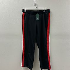 Nwt 28 In Inseam Front Ankles Have A 9 In Zipper Waist Measures 18 In Flat Unstretched Casual Workwear Bottoms With Side Stripes, Maroon Jumpsuits, Glitter Leggings, Black Flare Pants, Pocket Sweatpants, Straps Jumpsuit, Cream Pants, Animal Print Leggings, Pink Joggers