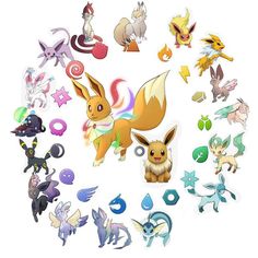 the pokemon characters are all different colors and sizes in this image, including pikachu,