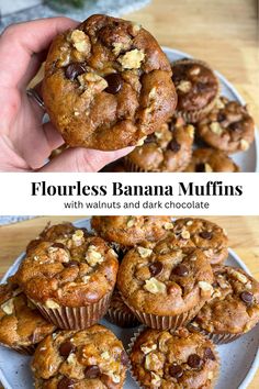 Moist banana muffins, warm melty chocolate and a subtle hint of peanut butter – these flourless banana muffins are the perfect treat. Plus they are gluten-free, grain-free and flour free! Give this recipe a try, I know you’ll love them! Whole30 Banana Muffins, No Flour Banana Muffins, Blender Banana Muffins, Almond Butter Banana Muffins, Dairy Free Banana Muffins, Flourless Banana Muffins, Flourless Muffins, Moist Banana Muffins, Gluten Free Banana Muffins