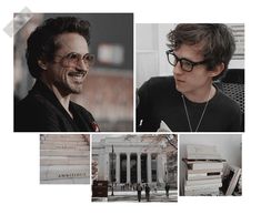 a collage of photos with people in front of the lincoln memorial and an old building