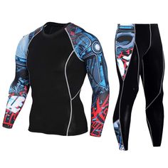 PRICES MAY VARY. MESH MATERIAL: 2pcs compression sets are made of Soft, breathable and moisture-wicking fabrics, Ergonomic compression fit for enhanced range of motion Increase Muscular Power & Endurance. Compression Fit Improves Blood Flow and Oxygen Supply SWEAT-WICKING & QUICK-DRY: Breathable, Compression shirt and pants can wicks away moisture from the body in fast and accelerate evaporation of the sweat, keep you dry and comfortable while workout and practice HIGH ELASTICITY: High-Elastic f Running Suit, Cycling Tights, Races Outfit, Bike Jersey, Workout Sets, Compression Shirt, Sports Suit, Hiking Outfit, Shirt And Pants