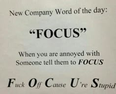 a piece of paper with the words focus written on it