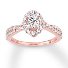 a rose gold engagement ring with diamonds