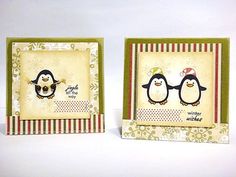 two small cards with penguins on them