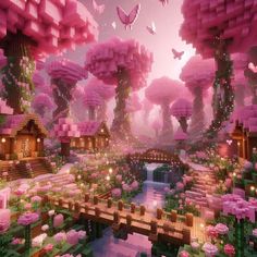 #minecraft #nature #cute #aesthetic #cottage #pretty #punk #butterfly #beautiful #village #trees #flowers #gamer #gaming Fairy Stairs Minecraft, Fairy Building Minecraft, Minecraft Base Ideas Aesthetic, Minecraft Base Aesthetic, Fairy Town Minecraft, Fairy Minecraft Ideas, Fairy Forest Minecraft, Pink Minecraft Village, Minecraft Building Ideas Fairycore