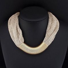 necklace Collar Rope Choker Statement Necklace Style Africain, Vintage Style Necklace, Metal Choker, Charm Choker Necklace, Mesh Necklace, Statement Choker Necklace, Gold Statement Necklace, Drag Queens, Choker Collar