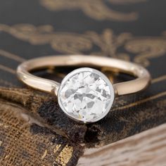 Another conversion hits the site! Taken from an Edwardian brooch in its original bezel and... Two Tone Engagement Rings, Modern Mens Rings, Art Jewelry Earrings, Bezel Engagement Ring, Antique Watches, Bezel Set Diamond, Antique Engagement, European Cut Diamonds, Mens Band