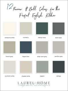 the color scheme for an english kitchen with white and gray colors, including blue, green,