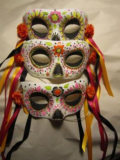 Dia De Los Muertos Party Ideas, Leather Masks, Mask Craft, Day Of The Dead Mask, Dia De Los Muertos Decorations Ideas, Day Of The Dead Party, Moms 50th Birthday, Mexican Party Decorations, Mexican Mask