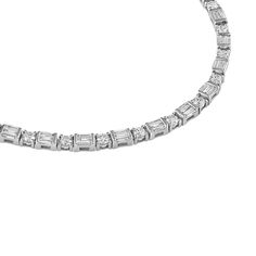 18K Gold Diamond 9.30 Cts Length 16 inches Please allow 6-8 weeks for delivery. All prices are in US Dollars. Luxury White Gold Baguette Cut Necklace, Luxury Baguette Cut Tennis Necklace For Gift, Luxury Single Strand Diamond Necklace, Timeless White Gold Necklace With Baguette Diamonds, Platinum Baguette Diamond Necklaces Gift, Luxury Cubic Zirconia Baguette Cut Necklace, Platinum Necklaces With Baguette Diamonds For Gift, Luxury Single Strand Diamond Jewelry, Classic White Gold Necklace With Baguette Diamonds