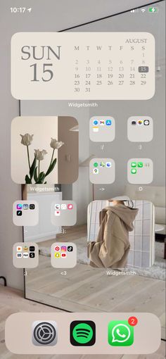 an iphone screen with the calendar on it and icons in different colors, sizes and shapes