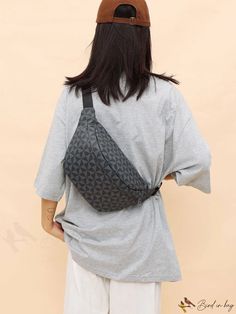 BirdinBag - Versatile Windmill Pattern PU Waist Bag: Stylish & Convertible Crossbody Chest Bag for Women Gray Shoulder Chest Bag For Daily Use, Versatile Gray Crossbody Bag, Casual Gray Pouch Shoulder Bag, Large Capacity Gray Pouch Bag, Gray Crossbody Bag For On-the-go, Casual Gray Pouch Bag, Versatile Large Capacity Crossbody Chest Bag, Windmill Pattern, Word Wrap