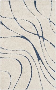 Safavieh Shag SG471 Cream/Blue Area Rug main image Carpet Texture, Safavieh Rug, Shag Carpet, Abstract Waves, Vine Design, Cream Rug, Shag Area Rug, Blue Ivory, Accent Rugs