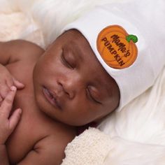 Fast Shipping! Handmade in USA. White Hospital hat for boys and girls - Gender Neutral. Orange Pumpkin with Mama's Pumpkin on the front. Three sizes - Newborn, 0-3 months, and 6-12 months available Cute Cotton Hats For Birthday, Cute Cotton Birthday Hats, White Letter Print Beanie (one Size Fits Most), White Letter Print Beanie, One Size Fits Most, White Beanie With Letter Print, White Adjustable Beanie For Babies, Playful White Beanie One Size Fits Most, Playful White Beanie One Size, Cute White Cotton Beanie