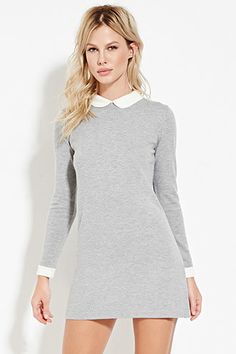 White Dress With Sleeves, White Collar Dress, Pan Collar Dress, Long Sleeve Collared Dress, White Sweater Dress, Peter Pan Collar Dress, White Long Sleeve Dress, Long Sleeve Sweater Dress, Dress Long Sleeve