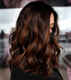 50 Astonishing Chocolate Brown Hair Ideas for 2024 - Hair Adviser Chocolate Brown With Copper Balayage, Dark Brown Hair With Cinnamon Highlights, Chocolate Brown And Red Hair, Chocolate Copper Balayage, Dark Brown Balayage Hair Chocolates, Chocolate Copper Hair Dark Brown, Brunette With Copper, Chocolate Brown Hair Ideas, Dark Brunette Balayage Hair