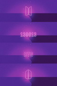 three purple lines with the words bts on them