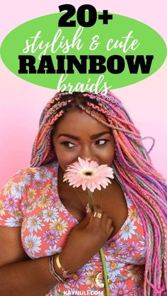 Ombre Braids Black Women, Box Braids Rainbow, Rainbow Box Braids, Unicorn Braid, Fine Hair Bangs, Ombre Braids, Braids Ombre, Unicorn Hair Color, Braid Extensions