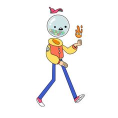 a cartoon character is walking and holding something in his hand