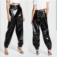 Brand New, With Tags. I'm Only 5'2", So These Are Just Way Too Long For Me. I Am Gia Pvc Cobain Pants Cuz You Makin Your Own Rulez, Bb. Be A Baddie In This Vinyl Pants That Have A High Waisted Construction, A Sikk Silver Chain Detail, A Pocket On The Sides, An Elastic Waistband, And A Zip Closure. Chic Fall Parachute Pants, Edgy Tapered Leg Pants, Chic Black Parachute Pants For Fall, Chic Fitted Parachute Pants For Fall, Fitted Chic Parachute Pants For Fall, Chic Black Tapered Leg Cargo Pants, Be A Baddie, Leather Cargo Pants, Lace Up Trousers