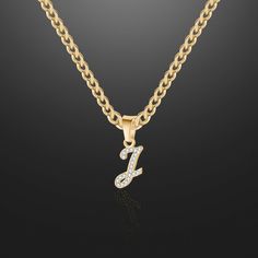 Script Iced Letter Necklace Custom Jewelry Necklaces, Letter Necklace Silver, 18k Gold Chain, Personalized Pendant, Rose Gold Metal, Letter Necklace, Precious Jewelry, Personalized Necklace, Gold Plated Silver