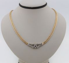 "This is a beautiful vintage 14K yellow gold diamond necklace. The necklace has a gorgeous diamond center. The perfect choice for special occasions. Necklace length: 16 inches. Centerpiece measures 32.3 mm (1.27\") Total diamond weight approx: 1.00 ct The necklace weighs 25.5 g Will be placed into a suitable gift box. Free shipping within the U.S." Vintage Diamond Cut Necklace In Diamond White, Hallmarked Diamond Necklace For Evening, Vintage Diamond White Necklace With Diamond Cut, Vintage White Gold Diamond Necklace With Single Cut Diamonds, Vintage Diamond Necklace With Single Cut Diamonds, Vintage Diamond White Necklace With Single Cut Diamonds, Vintage Formal Diamond Necklace With Single Cut Diamonds, Vintage Single Cut Diamond Necklaces For Formal Occasions, Vintage Brilliant Cut Diamond White Necklaces