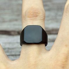 Ring Trends, Square Ring, Wedding Engagement Ring, Black Ring, Square Rings, Mens Ring, Thumb Rings, Rings Jewelry, Classic Wedding