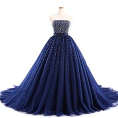 Tulle Quinceanera Dress For Debutante Ball, Blue Glitter Tulle Gown For Wedding, Blue Glitter Tulle Ball Gown, Blue Tulle Ball Gown With Sweetheart Neckline, Blue Glitter Tulle Ball Gown For Prom, Quinceanera Tulle Ball Gown With Sweep Train, Tulle Quinceanera Dress With Sweep Train, Strapless Tulle Quinceanera Dress For Prom, Quinceanera Ball Gown With Sweep Train In Tulle