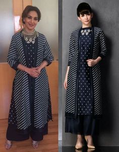 Class Mummy Dress, Styling Plus Size, Simple Kurtis, Kurti Suit, Celeb Outfits, Khatli Work, Long Shrug, Jacket Dresses