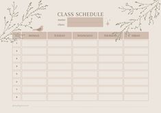 Stundenplan | Printable Planner by  Wanda Barnes Class Scedual Template, School Program Template, School Scedual Template, Schedule Design School Aesthetic, Aesthetic Timetable Template, School Scedual, Aesthetic School Timetable