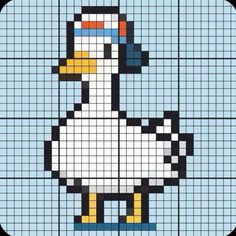 a cross stitch pattern with a duck on it's body and head in the center