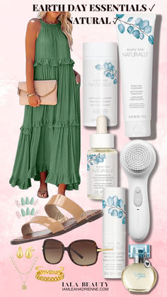 shoppable green spring outfit and mary kay naturally skin care Routine Tips, For Skin Care, Green Fits