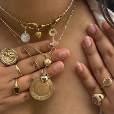 alisha and her jewels 🦚 | yellow gold in the summer is my fav 🍉 #goldjewelry #stackedjewelry #goldstack #neckmess #neckstack #yellowgold #charms #charmnecklace… | Instagram Summer Jewelry Stack, Gold Jewelry Stack, Pretty Stacks, Jewelry Stack, Jewelry Accessories Ideas, Jewelry Fashion Trends, Pretty Necklaces