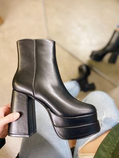 Sizing: true to size - Round toe - Zip up - Faux leather material - Approx. 4.5" platform heel Platform Heel, Wide Boots, British Indian Ocean Territory, Platform Boots, Boot Sandals, Platform Heels, Ethiopia, Leather Material, Cambodia