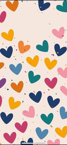 colorful hearts on a white background with confetti