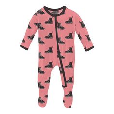 Girl's Print Bamboo Footie with 2-Way Zipper - Strawberry Boots Baby & Toddler Sleepwear Strawberry Boots, Night Changes, Footie Pajama, Kickee Pants, Middle Of The Night, Boot Print, Sleepwear & Loungewear, Girls Prints, Green Plaid